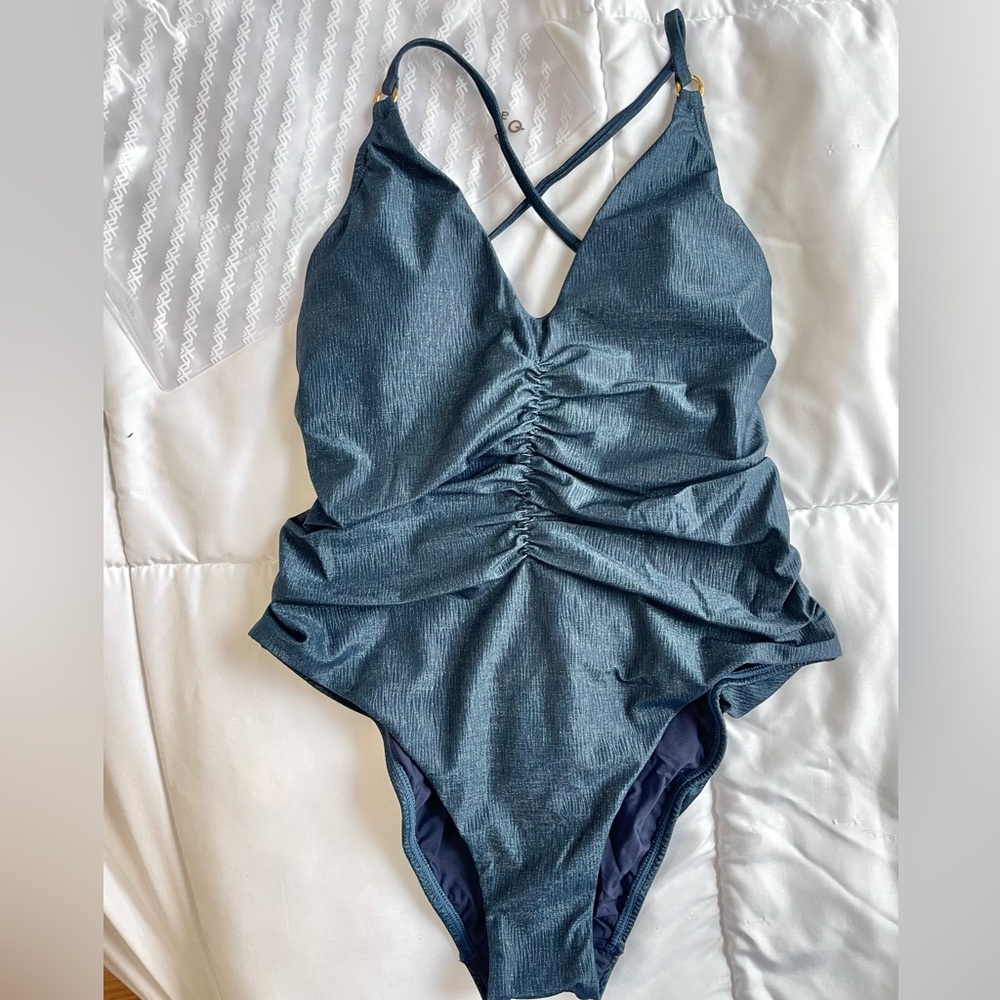 PQ Swim Blue Ruched One Piece Swimsuit